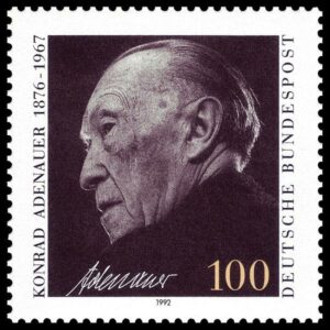 Briefmarke zum 25. Todestag von Konrad Adenauer