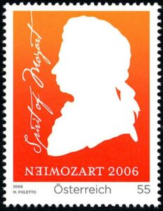 Mozart auf oesterreichischer Briefmarke von 2006