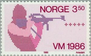 Norwegen Biathlon Briefmarke