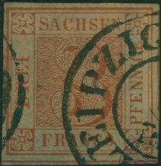 Sachsen 3 Pf. ziegelrot Michel 1a aus dem Jahre 1850 erzielte bei Catatwiki einen Hammerpreis von 4000 Euro
