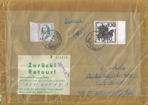 DDR Grenze Retour Post Porto Stempel Paeckchen