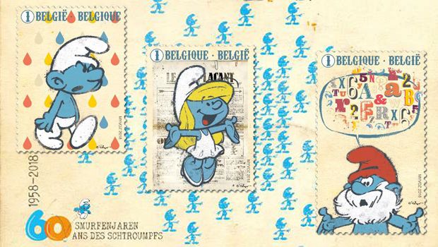Schlumpfige Briefmarken aus Belgien