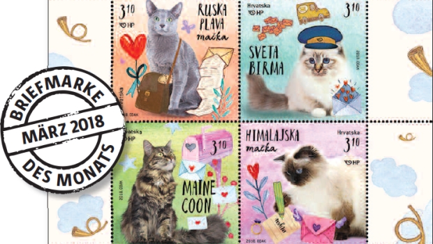 Briefmarke(n) des Monats: Possierliche Katzen in spaßigen Posen