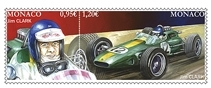 Monaco Monte Carlo Briefmarke Formel 1 Grand Prix Weltmeisterschaft Rennfahrer Rennauto Auto Ferrari Mercedes Lotus Clark Piquet Senna