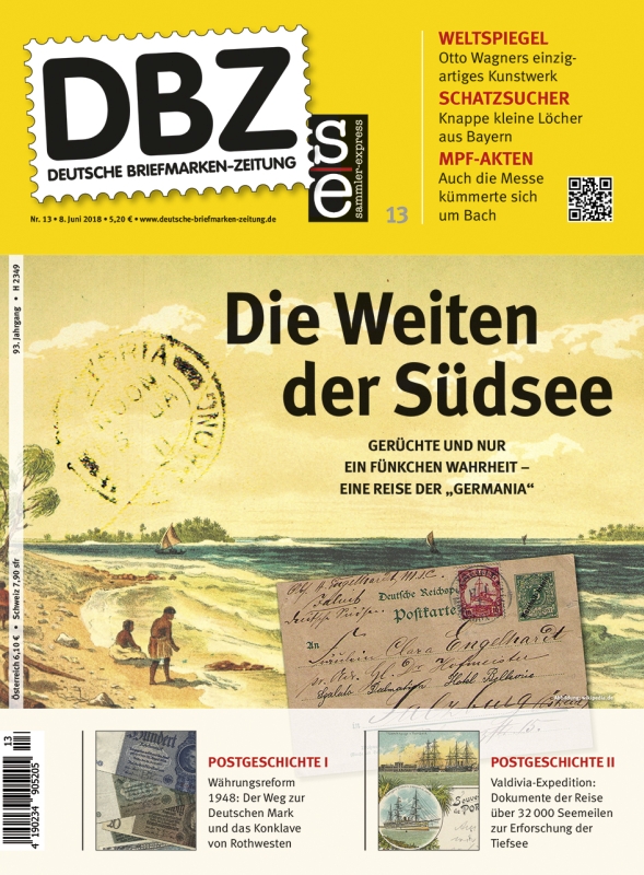 DBZ Deutsche Briefmarken Zeitung Titel Suedsee Germania Postschiff Dampfer Ausschnitt