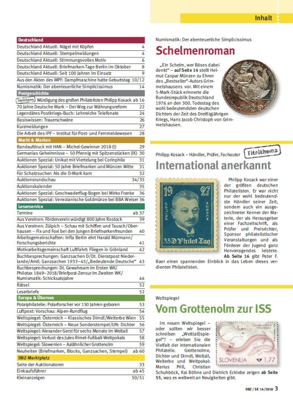 Deutsche Briefmarken Zeitung Inhalt Suedsee Waehrungsreform