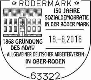 Sonderstempel 150 Jahre SPD in der Röder Mark.