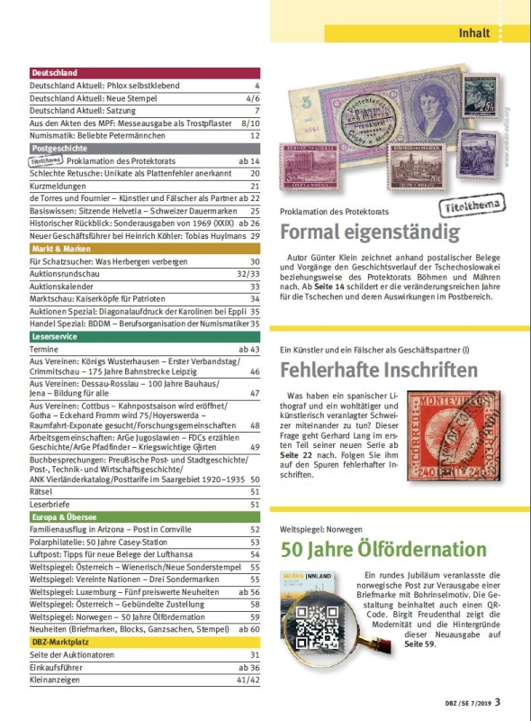 Boehmen Maehren Tschechien Deutsche Briefmarken Zeitung Inhalt Norwegen