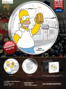 Münze mit Homer Simpson von der Perth Mint Australia aus den USA.