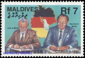 Briefmarke Malediven Deutsche Wiedervereinigung