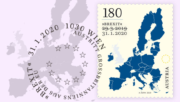 Österreichische Briefmarke zum Brexit