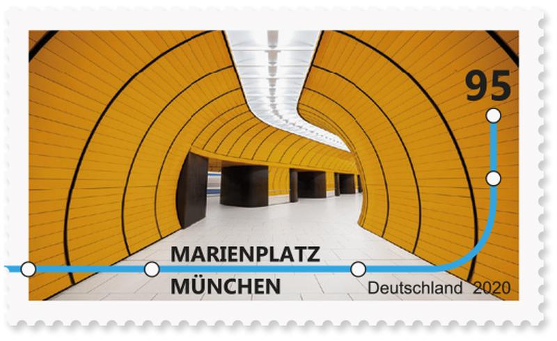 Briefmarke Deutschland U-Bahn-Station Marienplatz