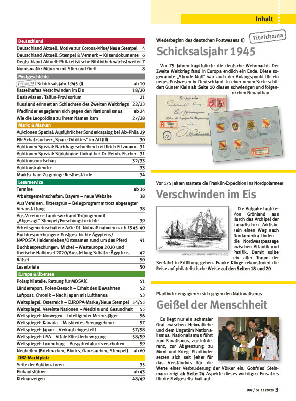 Deutsche_Briefmarken_Zeitung_11-2020_Zweiter_Weltkrieg_1945_Nationalismus_Pfadfinder_Pol_Inhalt