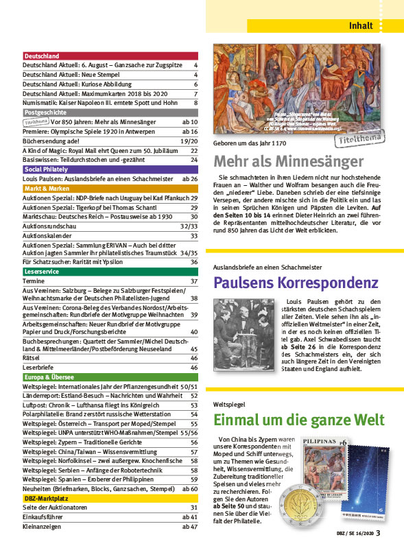 DBZ16-Deutsche_Briefmarken_Zeitung_Minne_Vogelweide_Schach_Natur_Inhalt