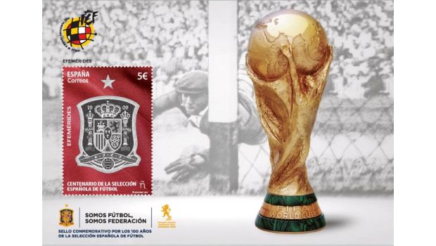 Sondermarke zum ersten spanischen Länderspiel vor 100 Jahren