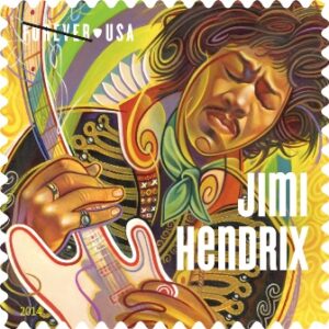 Jimi Hendrix auf Briefmarke in den USA. 2023 kommt eine aus Deutschland.