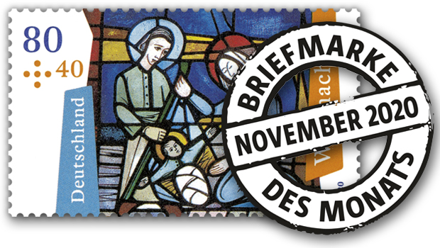 Briefmarke des Monats: Kirchenfenster zu Weihnachten