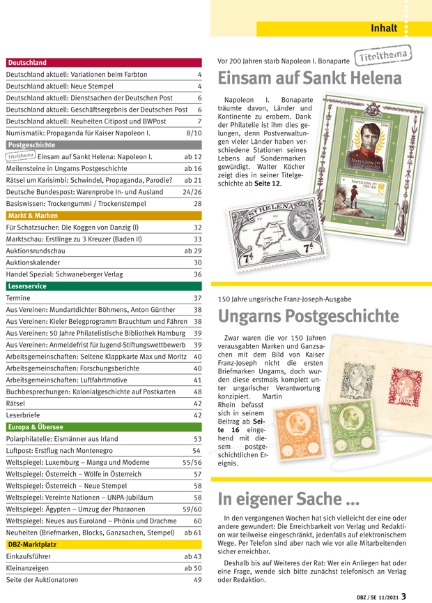 Deutsche_Briefmarken-Zeitung_Napoleon_11-2021-Inhalt