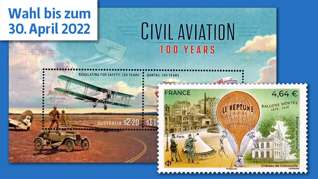Wählen Sie die schönste Briefmarke mit Luftfahrt-Motiv