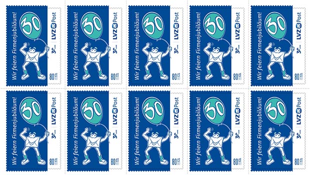 Briefmarken zum Jubliäum der LVZ Post