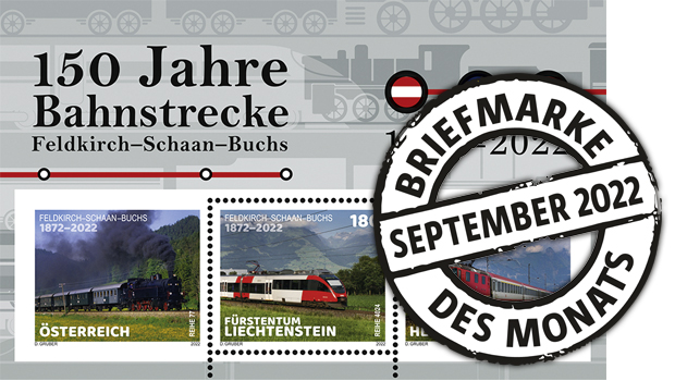 Briefmarke des Monats: Bahnstrecke Feldkirch–Schaan–Buchs