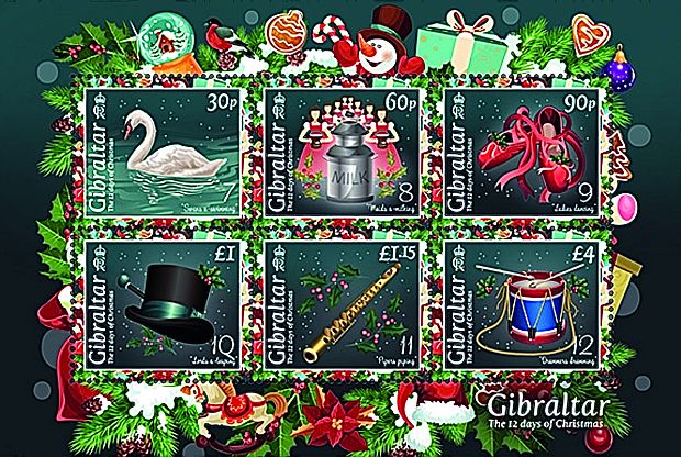 Gibraltar 12 Tage vor Weihnachten Briefmarken