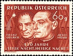 Franz Xaver Gruber und Josef Mohr auf Briefmarke von 1948