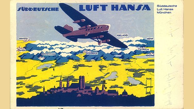 Sueddeutsche Luft Hansa 1925 Werbepostkarte