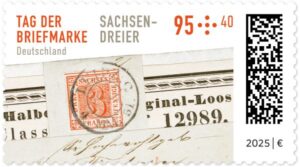 Briefmarke Deutschland Sachsen-Dreier