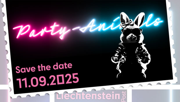 Briefmarke Liechtenstein Party Animals