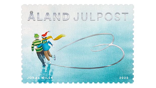 Aland Briefmarke mit Eisläufern