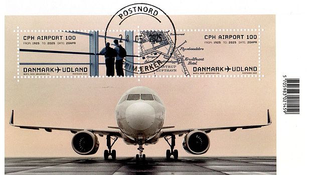 Briefmarkenblock zum Jubiläum des Flughafens Kopenhagen