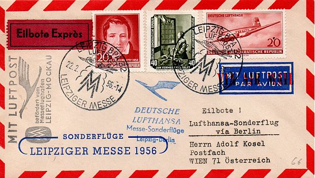 Messeflugverkehr zwischen Leipzig und Berlin, Frühjahrsmesse 1956.