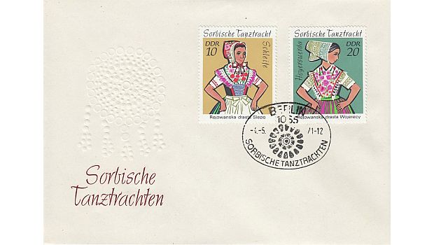 Sorbische Tanztrachten Briefmarken der DDR auf Ersttagsbrief
